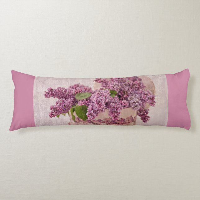 Lilacs In A Victorian Hat Box Body Cushion (Front)