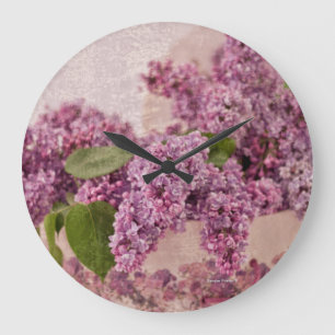 Lilacs In A Victorian Hat Box Large Clock