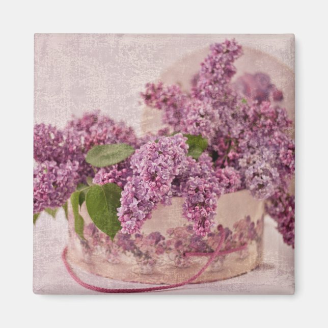 Lilacs In A Victorian Hat Box Magnet (Front)