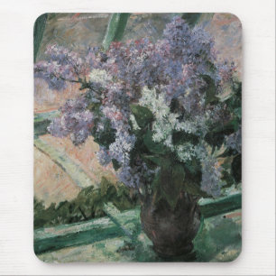 Lilacs in a Window by Mary Cassatt, Vintage Art Mouse Pad
