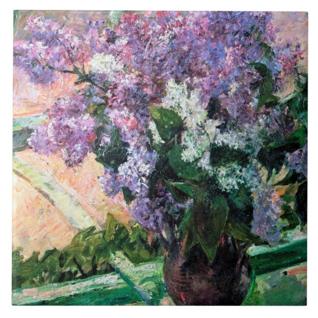 Lilacs in a Window, Mary Cassatt Ceramic Tile (Front)