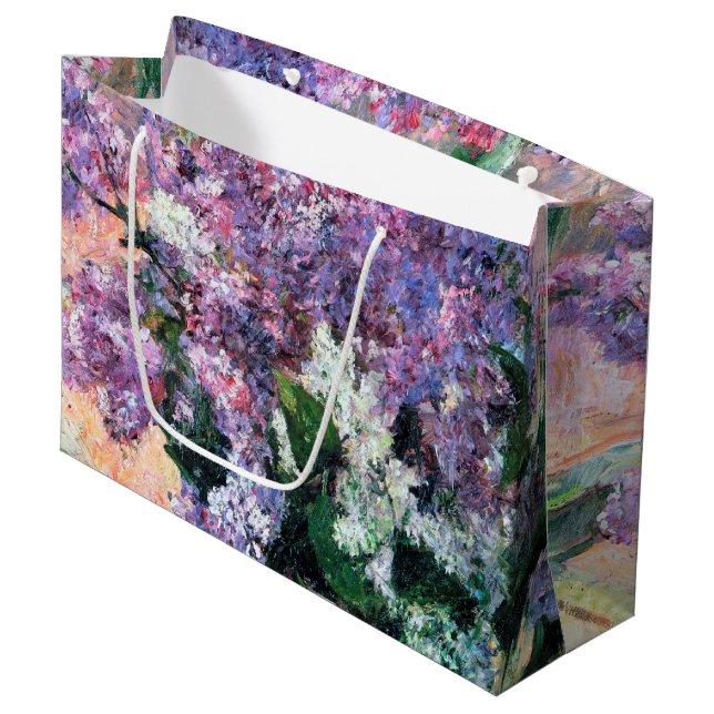 Lilacs in a Window, Mary Cassatt Large Gift Bag (Front Angled)