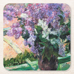 Lilacs in a Window, Mary Cassatt Square Paper Coaster