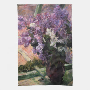 Lilacs in a Window   Mary Cassatt Tea Towel