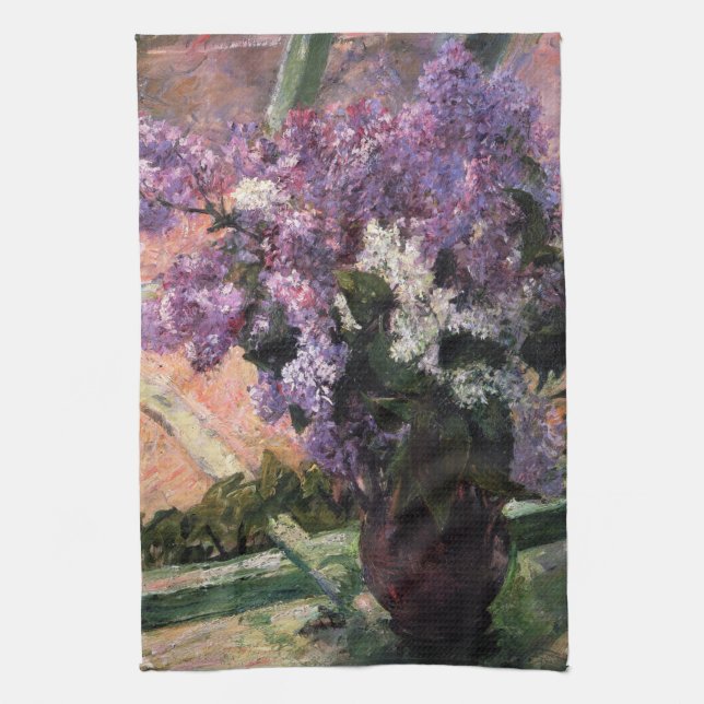 Lilacs in a Window | Mary Cassatt Tea Towel (Vertical)