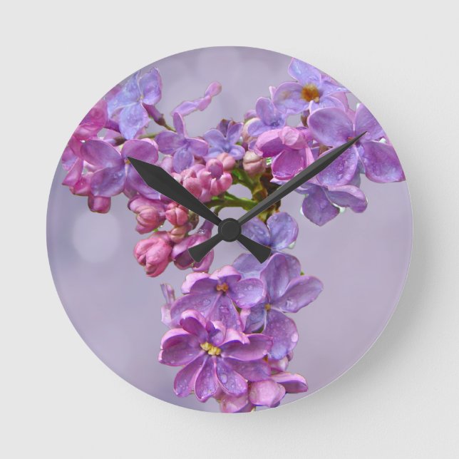 Lilacs in Springtime Round Clock (Front)