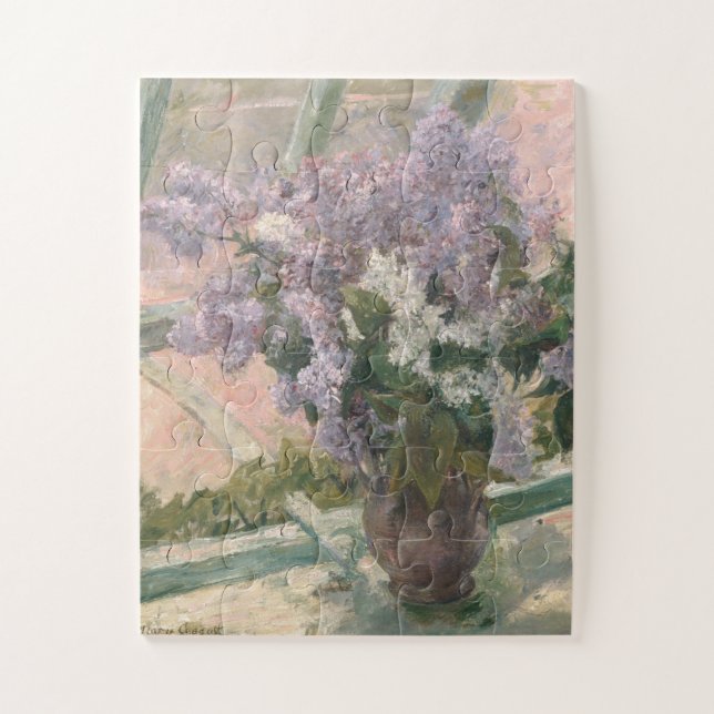 Lilacs in Window by Mary Cassatt American Painter Jigsaw Puzzle (Vertical)