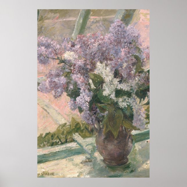 Lilacs in Window by Mary Cassatt American Painter Poster (Front)