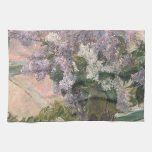 Lilacs in Window by Mary Cassatt American Painter Tea Towel