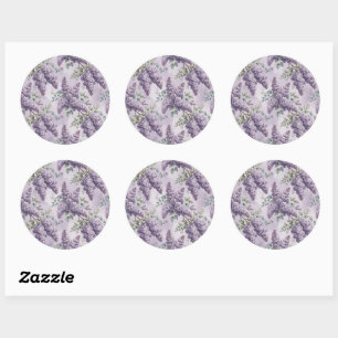 Lilacs Lilac Blossoms Sage Green Dusty Lavender Classic Round Sticker