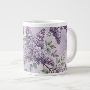 Lilacs Lilac Blossoms Sage Green Dusty Lavender Large Coffee Mug