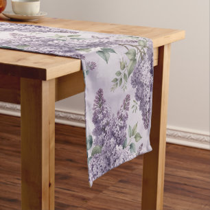 Lilacs Lilac Blossoms Sage Green Dusty Lavender Medium Table Runner
