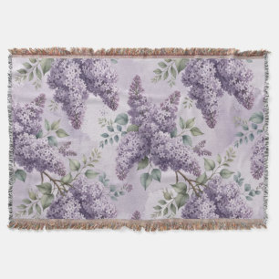 Lilacs Lilac Blossoms Sage Green Dusty Lavender  Throw Blanket