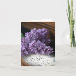 Lilacs On Old Piano for Sympathy Thank You Card