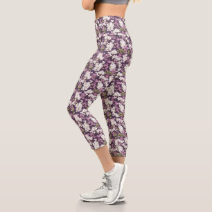 Lilacs On Purple Capri Leggings
