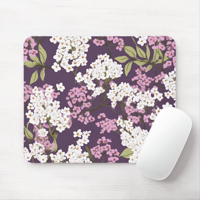 Lilacs On Purple Mouse Pad (With Mouse)