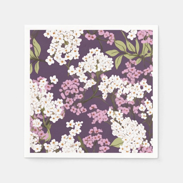 Lilacs On Purple Napkin (Front)