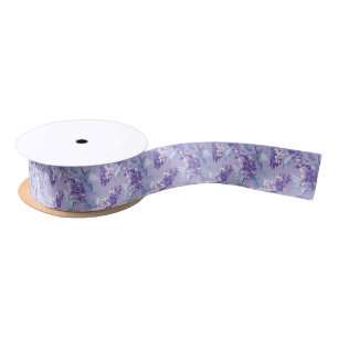 Lilacs Purple  Floral Satin Ribbon