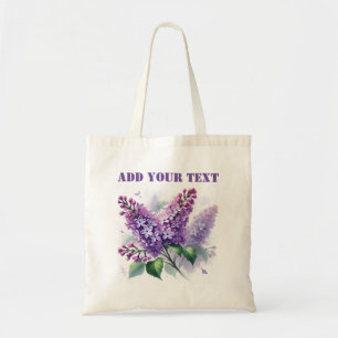 Lilacs purple flowers Watercolor Floral Elegant Tote Bag