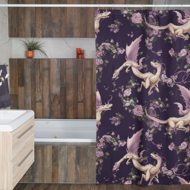 Lilacs, Roses, and White Dragons Shower Curtain (Creator Uploaded)