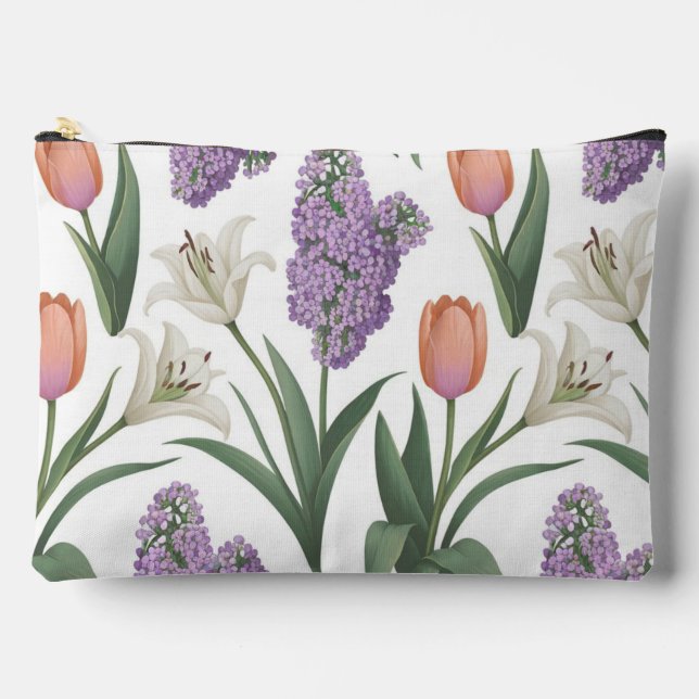 Lilacs Tulips Lilies Accessory Pouch Travel Bag (Front)