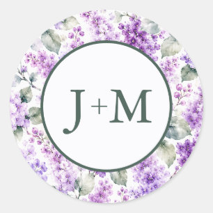 Lilacs Wedding Classic Round Sticker