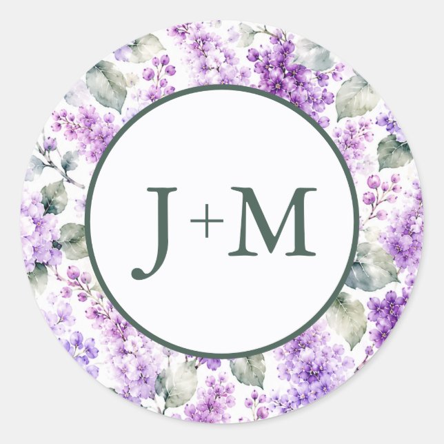 Lilacs Wedding Classic Round Sticker (Front)