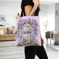 Lilacs window flowers pink monogram