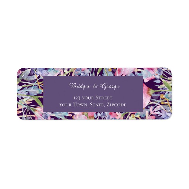 lilas romantic colourful wildflower greenery  return address label (Front)
