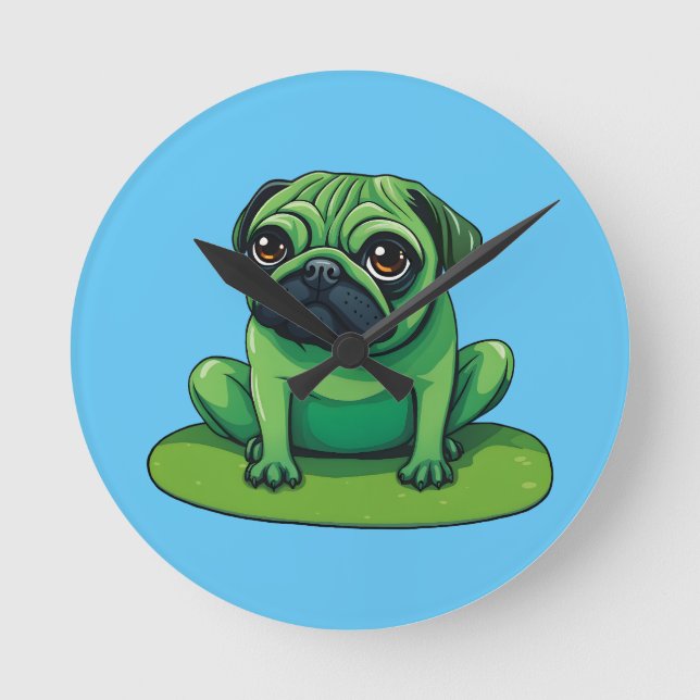 Lili Pug Round Clock (Front)