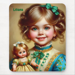 LILIANA ~Pretty Vintage Girl and Doll ~ Mousepad