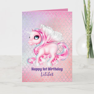 Lilibet 1st Birthday Cards - Princess Unicorns