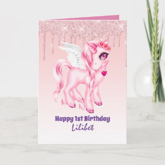 Lilibet 1st Birthday Cards - Princess Unicorns