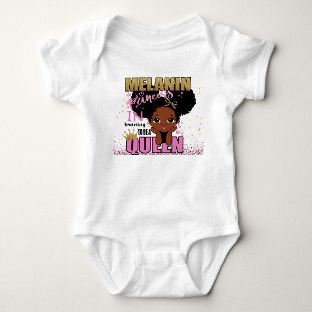 Lilibet Fashion - Melanin Princess Training Queen Baby Bodysuit (Front)