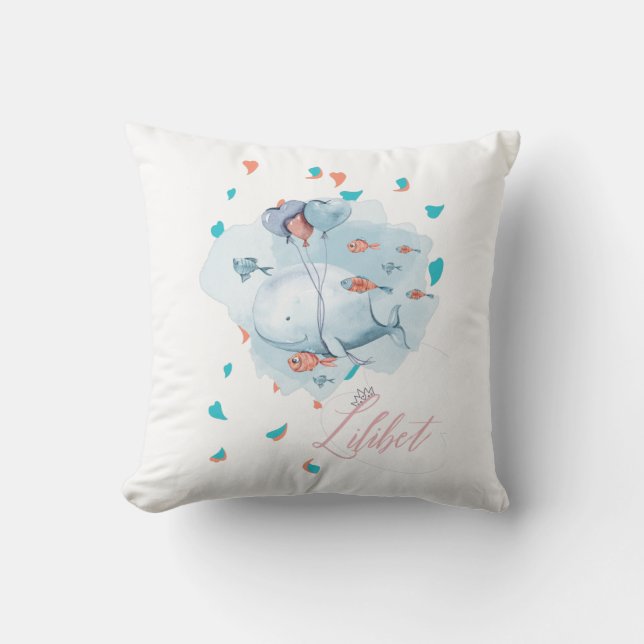 Lilibet Named Magical WHALE Gifts for Girls Cushion (Front)