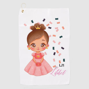 Lilibet Named Peach Princess Gifts for Girls Golf Towel