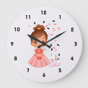 Lilibet Named Peach Princess Gifts for Girls Large Clock
