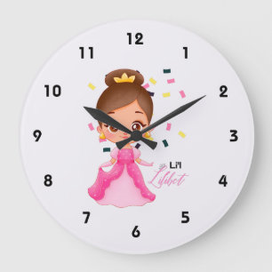 Lilibet Named Pink Princess Gifts for Girls Large Clock