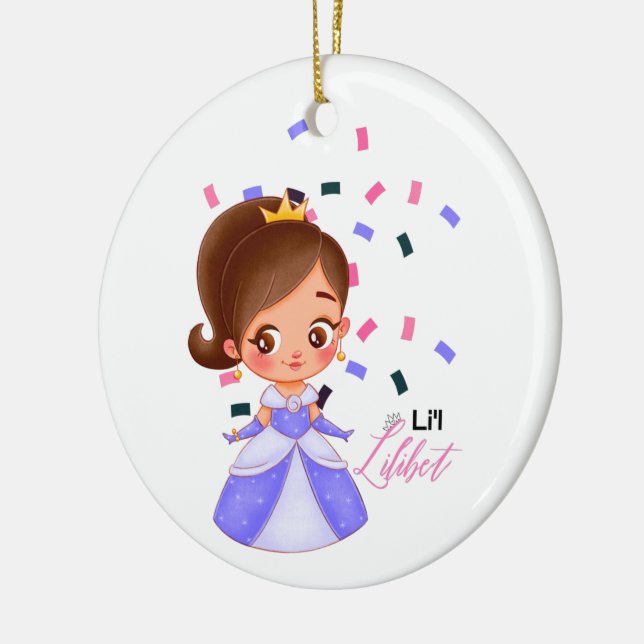 Lilibet Named Purple Princess Gifts for Girls Ceramic Ornament (Left)