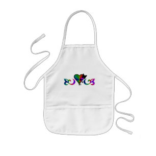 Lilie mit Regenbogen-Herz und Schmetterling Kids Apron