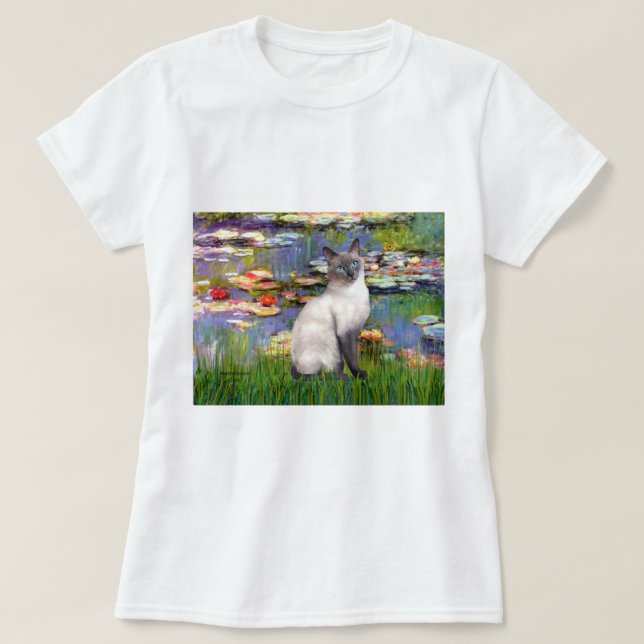 Lilies 2 - Blue Point Siamese cat T-Shirt (Design Front)