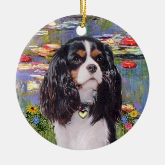 Lilies 2 - Cavalier (tri colour) Ceramic Tree Decoration (Front)