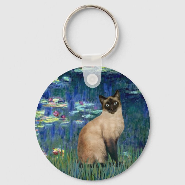 Lilies 5 - Seal Point Siamese cat Key Ring (Front)