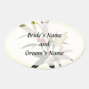 Lilies and Berries Save the Date Oval Sticker