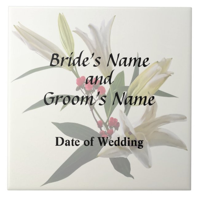 Lilies and Berries Wedding Supplies Ceramic Tile (Front)