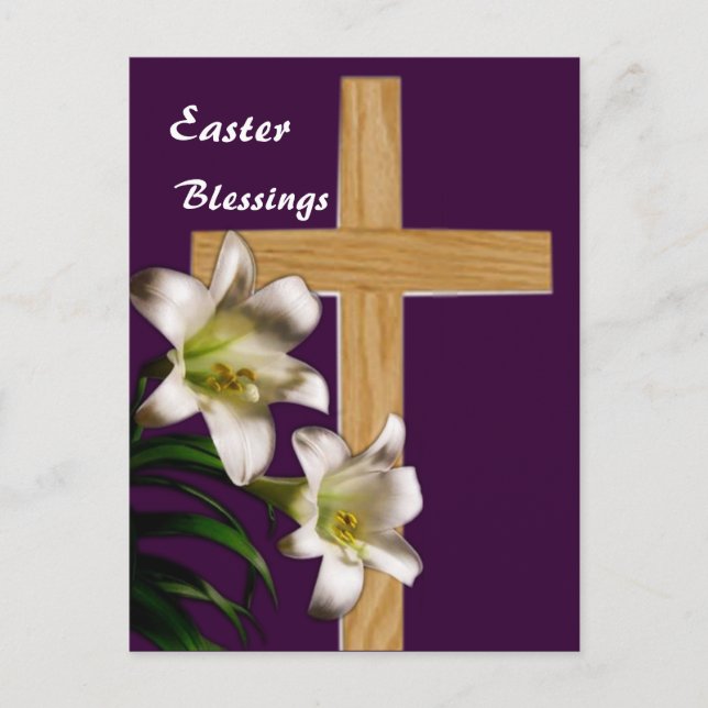 Lilies and Cross Easter Post Card (Front)