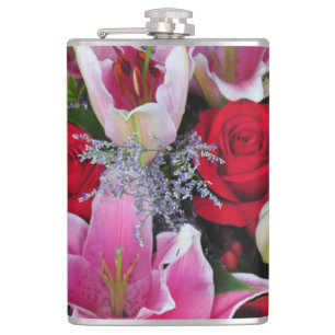 Lilies and roses hip flask