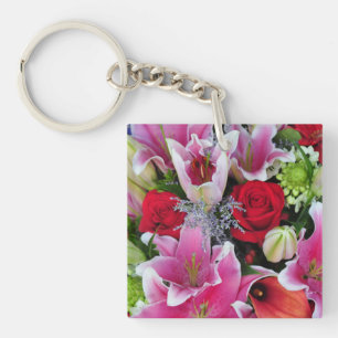 Lilies and roses key ring