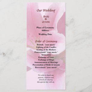 Lilies Arm in Arm Wedding Program