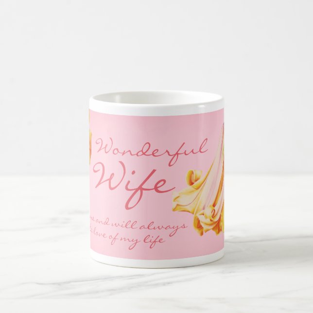 Lilies art "Wonderful Wife" verse orange pink mug (Center)